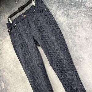 Eric Women’s Size 10 Navy Blue Crocodile Print Skinny Stretch Pants